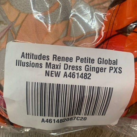 NWT ATTITUDES BY RENEE GLOBAL ILLUSIONS MAXI DRESS GINGER PXS - Picture 4 of 5